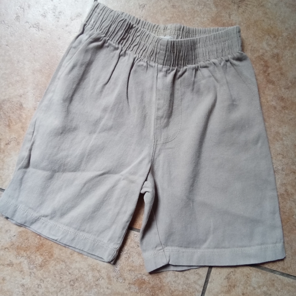 Beige Elastic Waist Shorts